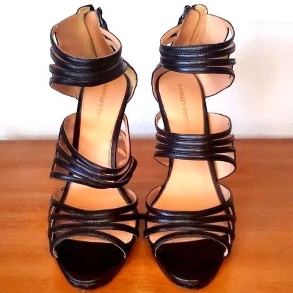 Badgley Mischka Black Sexy Stilettos Heels Animal Print Leather Sole Womens Sz10 - Picture 10 of 10